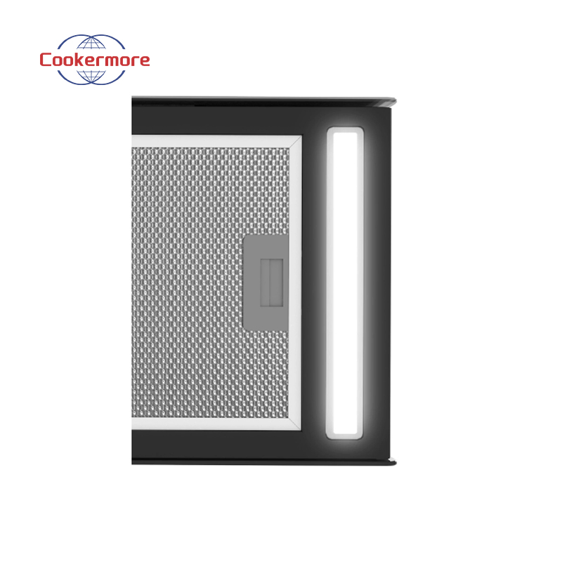 Durable Tempered Glass Island Mounted Square Kitchen Ventilation Range Hood