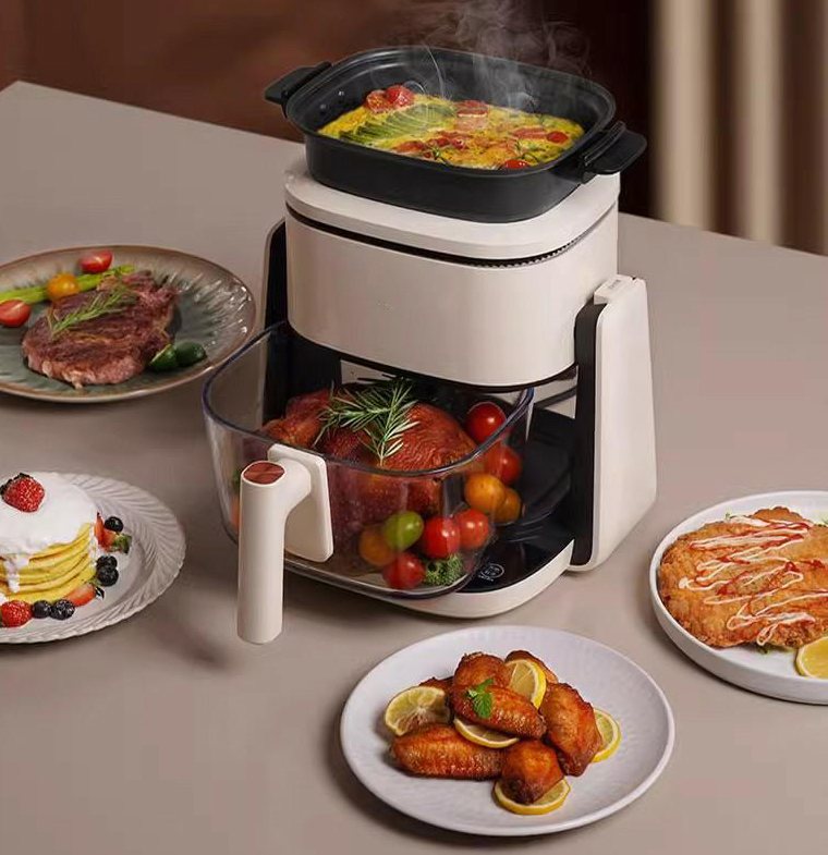 New Style Rotatable and Multi-Functional Air Fryer with Transparent Glass Pot and Cooking Pot for Household Use
