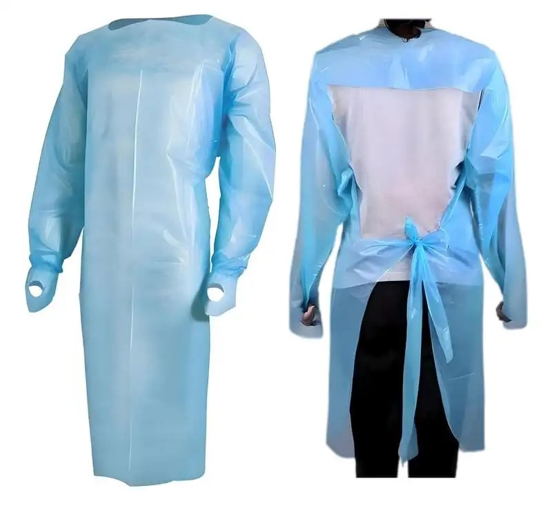 Disposable CPE Isolation Gowns Medical Suppliers Hospitals Overhead Open Back Doctor Hospital Clothes OEM Wholesale CE