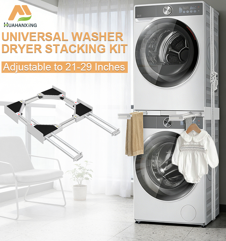 Laundry Space Saver Washer Dryer Stacking Kit with Pull-out Intermediate Frame
