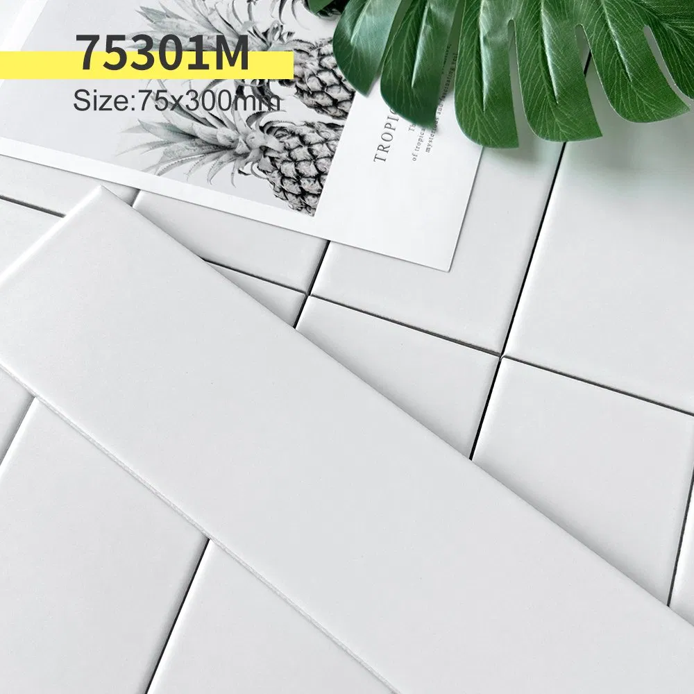 Pure White Stylish 75X300mm Matt Porcelain Subway Tiles for Chic Spaces