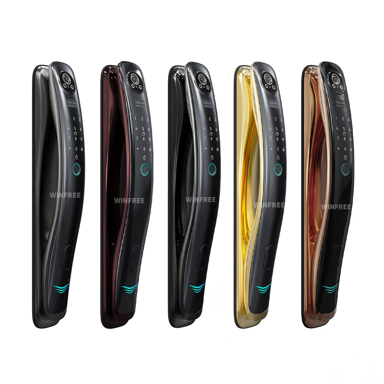 Tuya WiFi Code Card Fingerprint Face Access Smart Door Lock with Camera