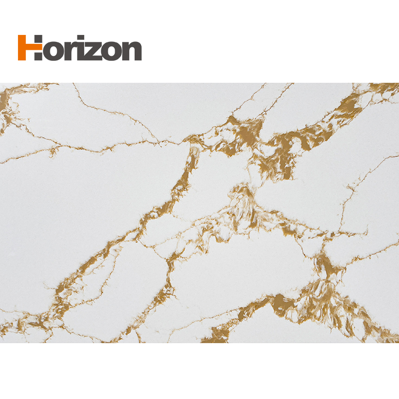 Gold Calacutta Quartz Italian White Stone Slabs Artificial Quartz Benchtops
