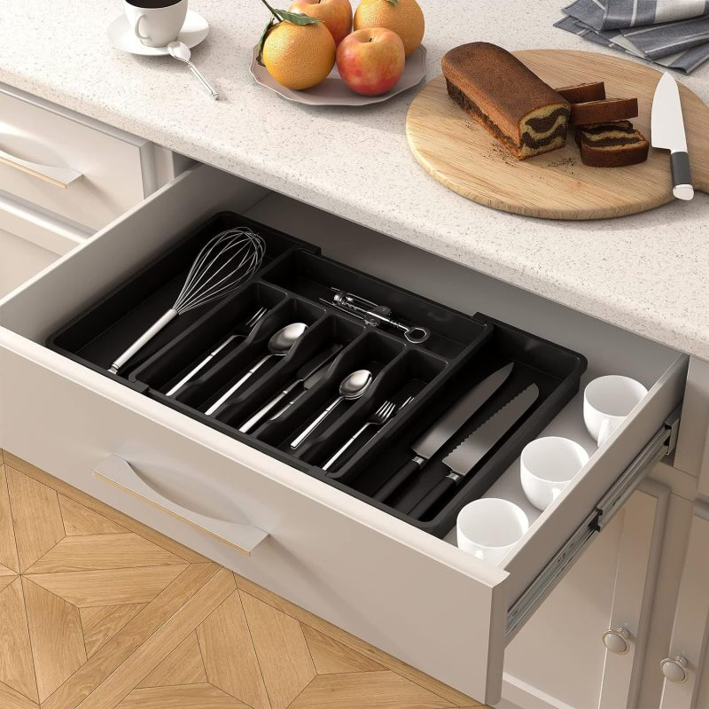 Extended Cutlery Storage Box, Portable Expandable Storage Tray for Home Use