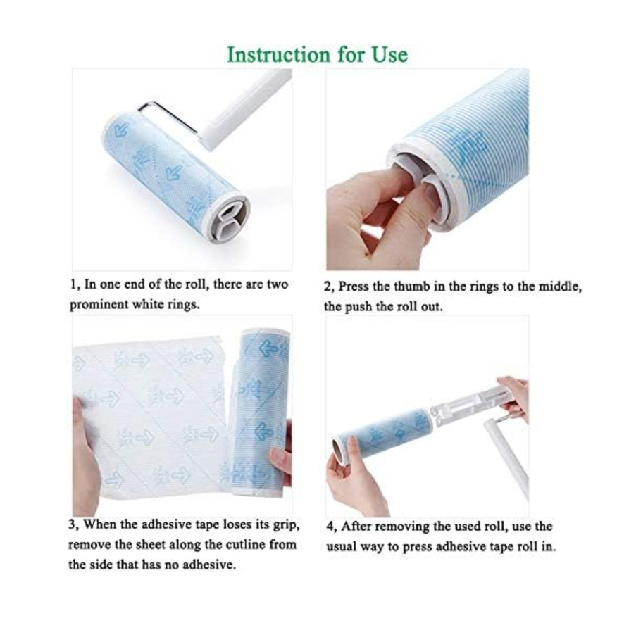 Lint Roller Sticky Roller Pet Hair Roller Sticky Mop with Extendable Handle