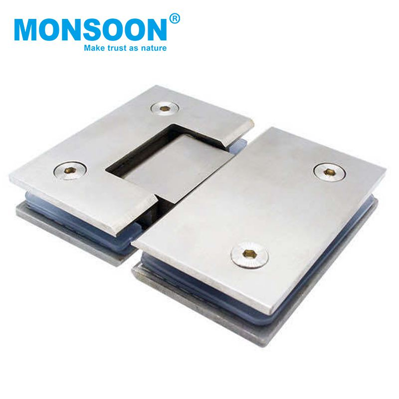 Heavy Duty Satin Climp Glass Door Hinge Adjustable Wall Mount Polish Stainless Steel Shower Hinge Square Bathroom Shower Door Hinge