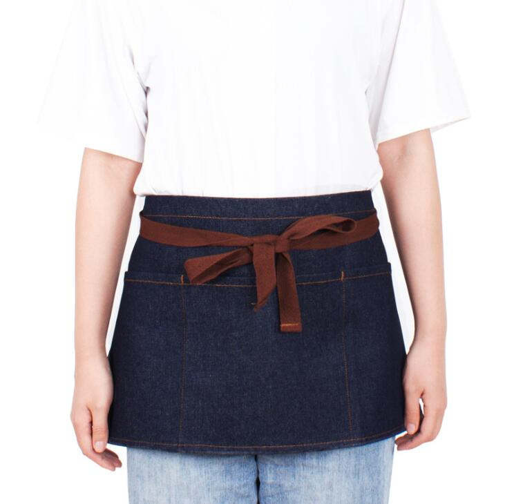 Cotton Denim Waist Half Length Restaurant Waiters Work Fashion Custom Amazon Apron