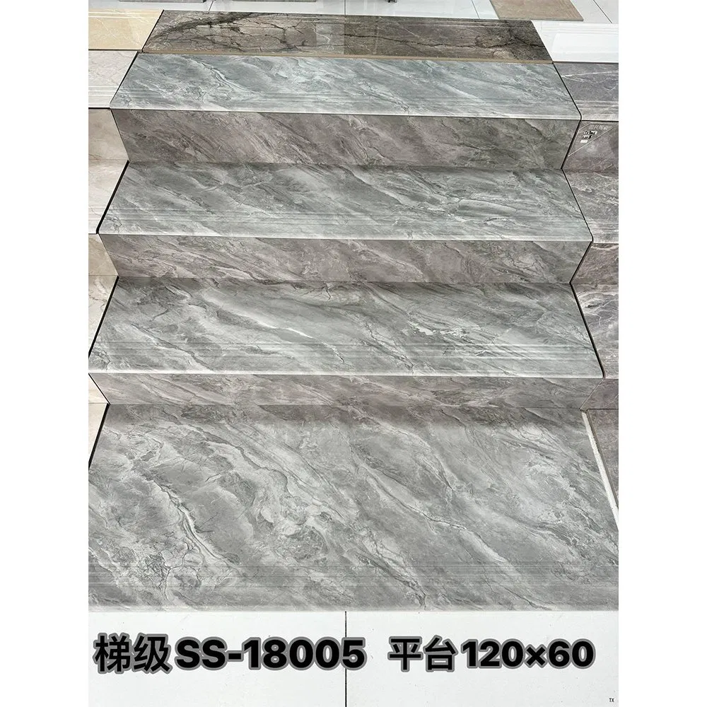 Customized Design Marble Look Porcelain Floor Tiles Stairs Matte Stair Steps and Risers