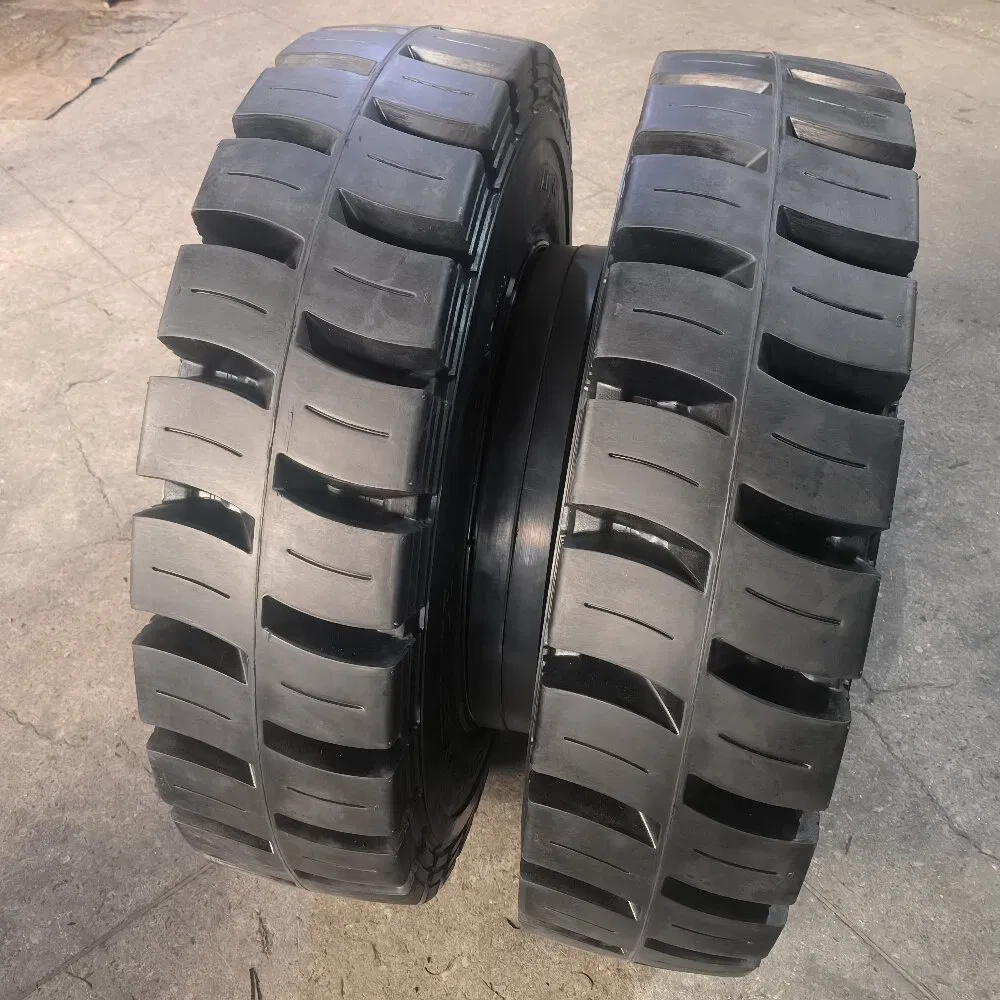 Anygo 10.00-20 XZ06 Solid Tire with Rim for Terex MHL340 Material Handler and Heavy-Duty Forklifts