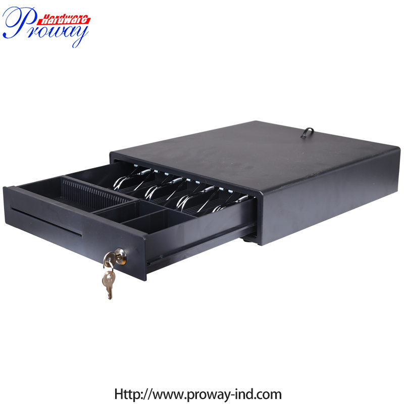 Automatic Metal Rj11 Trigger Smart Electronic Cash Register Machine POS Terminal Fliptop Cash Drawer with 4 Bill