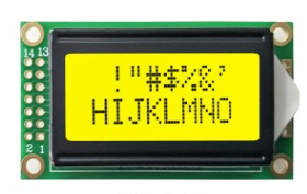 Yellow Green Blue 8X2 Character LCD Module