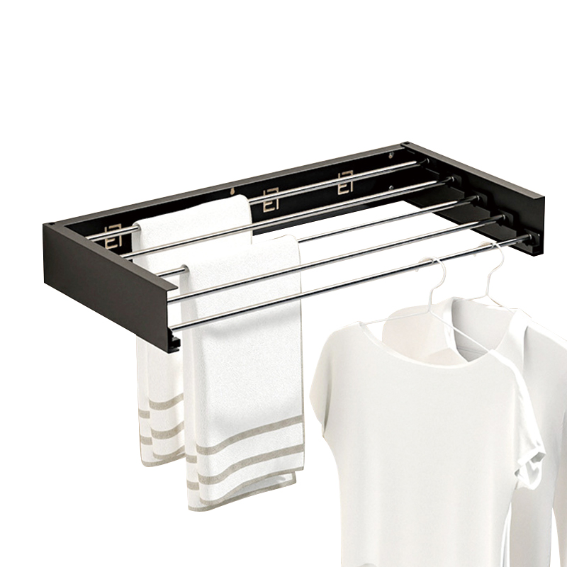 Wall Mounted 5 Rods Stainless Steel Collapsible Clothes Laundry Hanging Drying Rack for Laundry Room