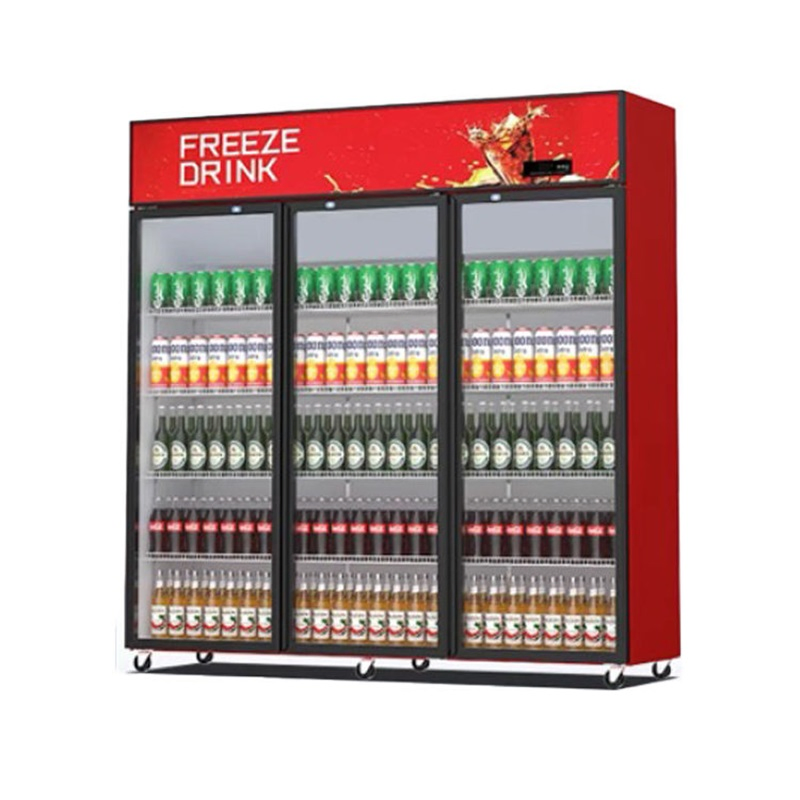 Three Glass Doors Single-Temperature Multifunction Beverage Cold Drink Display Refrigerator