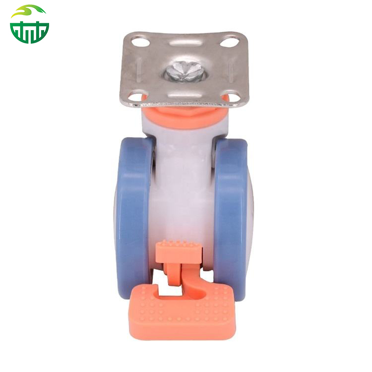 Luxury Silent Medical Double Piece Flat Bottomed Universal Rotate Top Plate Caster