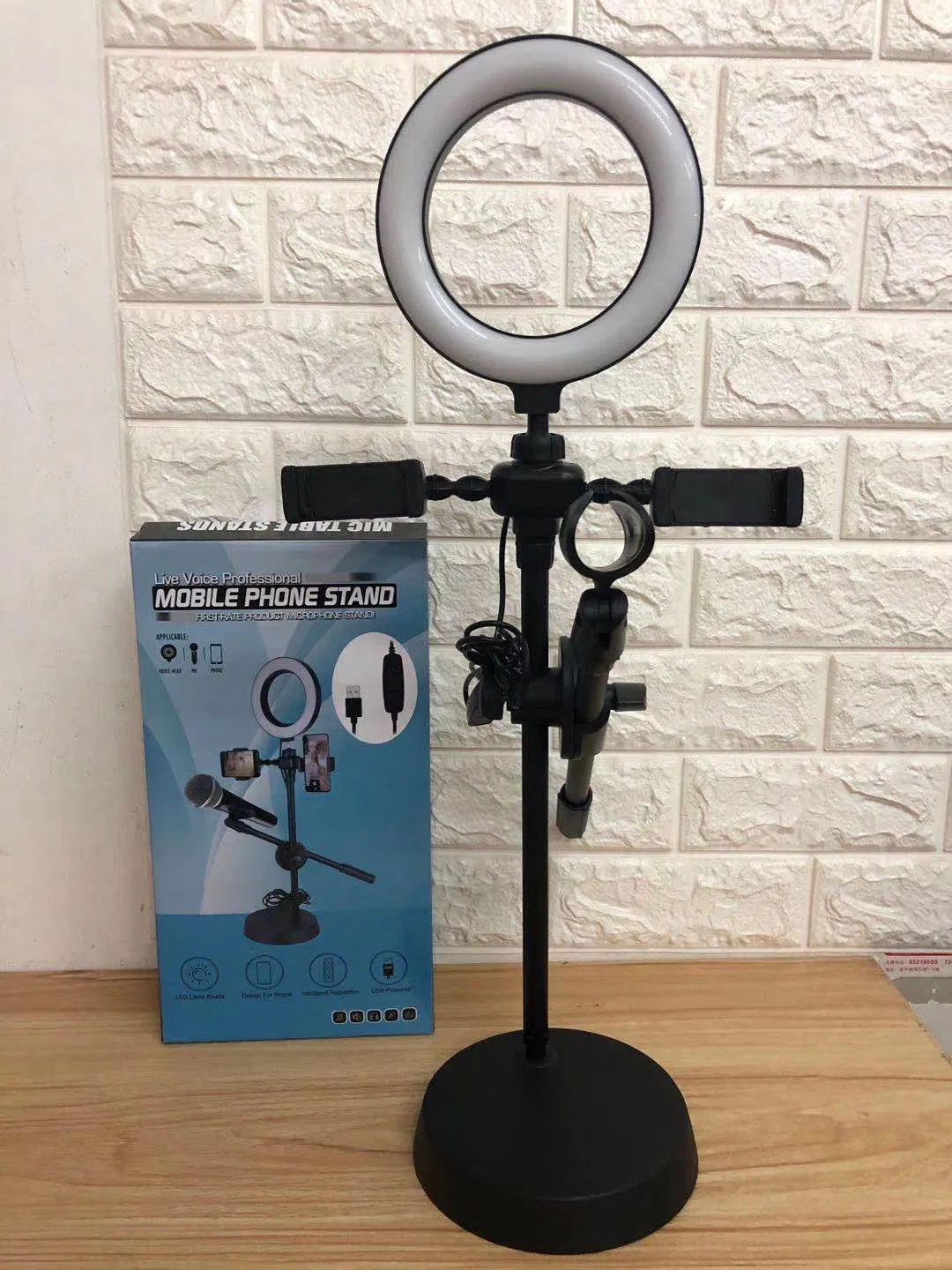 Светильник для селфи и стримов с держателем телефона