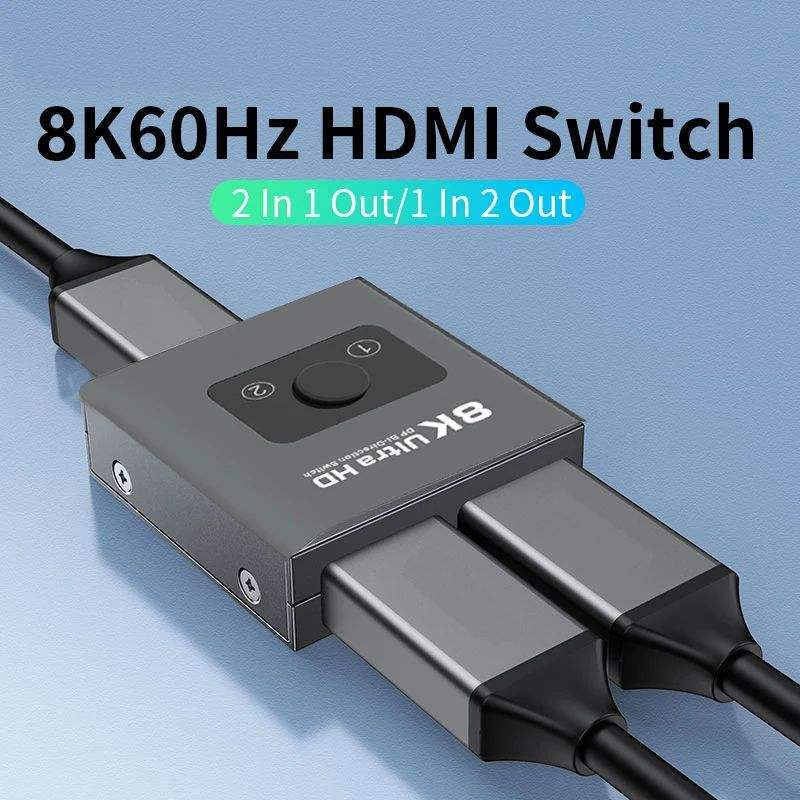 8K 2.1 8K 60Hz 4K 120Hz HDMI Bidirectional Bi Direction Switch Adapter 2 to 1 HDMI Splitter HDMI Switch Bi-Direction 1 in 2 out