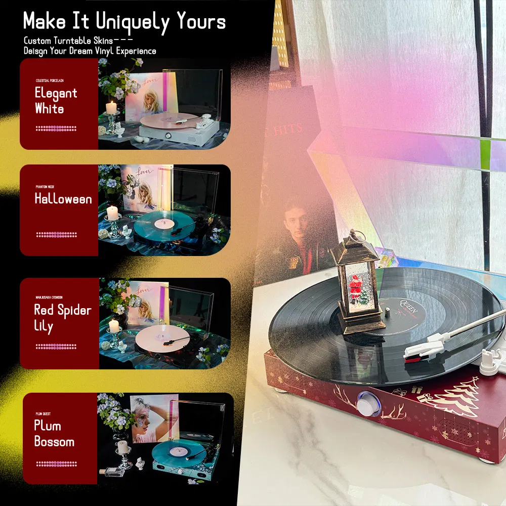 Custom Trendy Painting Hi-Fi Noise-Reduced Bluetooth5.0+ Wireless Gramophone Speaker Turntable Vinyl Record Player