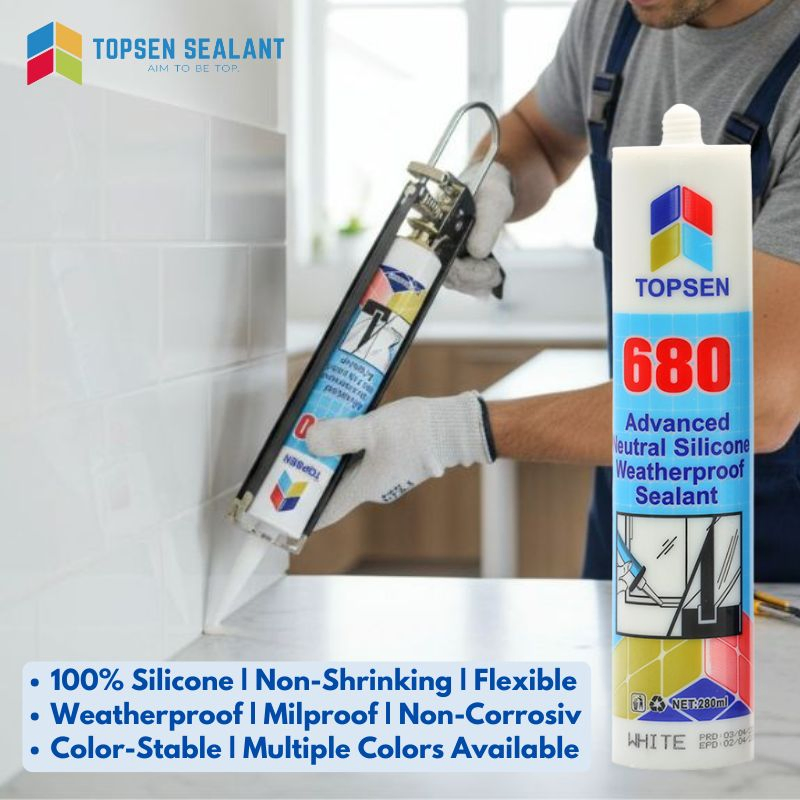 Topsen 680 100% Silicone Sealant Guaranteed No White Oil, No Shrinkage