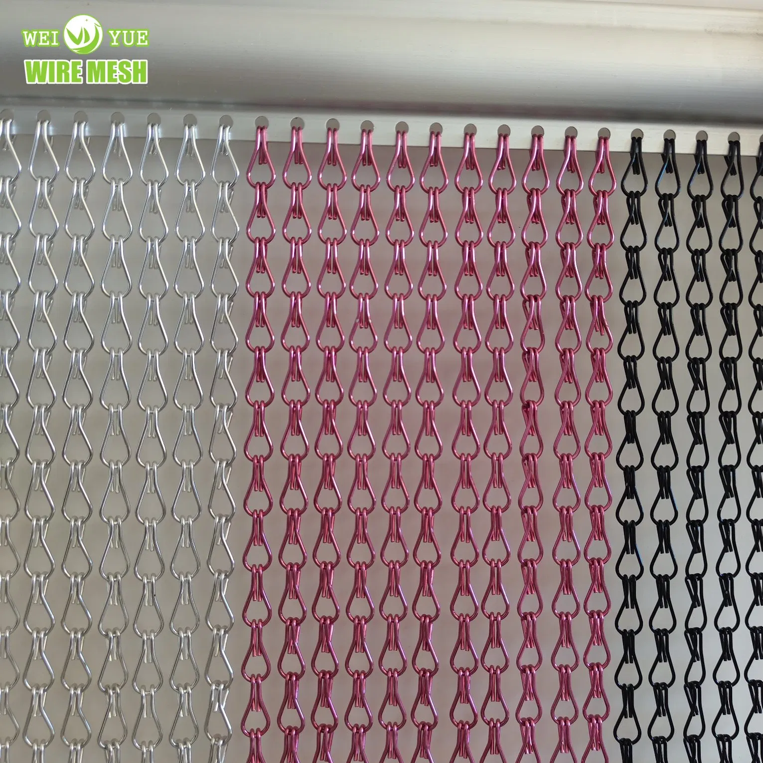 Decorative Double Hook Chain Link Curtain Aluminum Metal Chains Curtain for Room Dividers