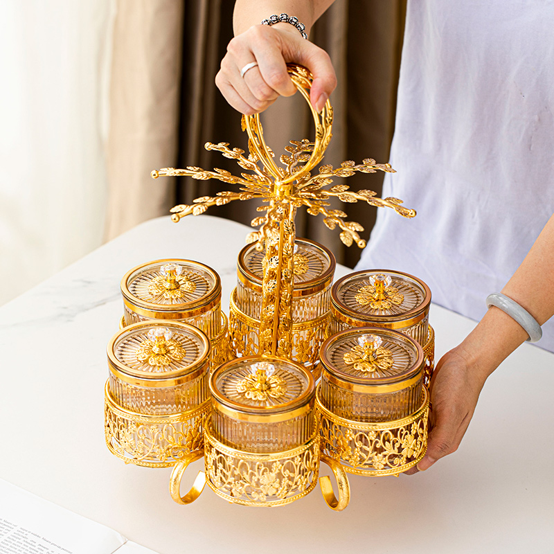 Featuring 6 Acrylic Airtight Containers and a Gold-Plated Iron Candy Bowl