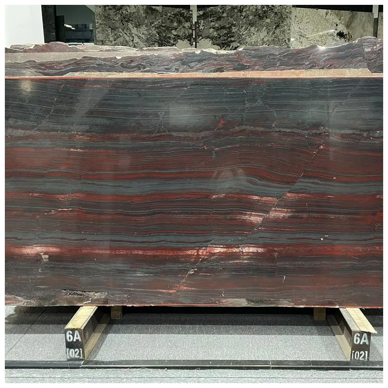 Brazilian Iron Red Exotic Quartzite Leathered Slabs