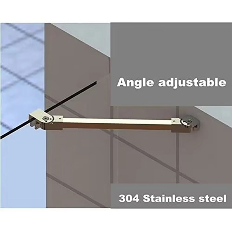 Premium 180-Degree Glass Shower Rail Support Bar with Clips