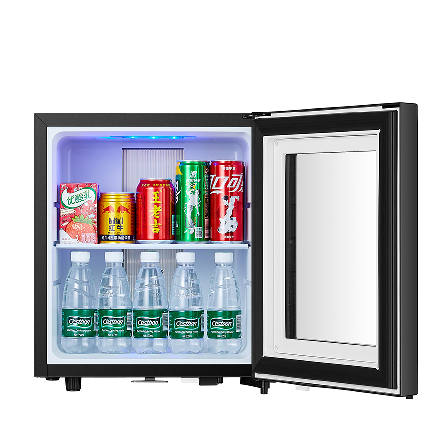 Silent Glass Door with Lower Grab Handle and Digital Thermostat Minibar Small Fridge for Guest Room