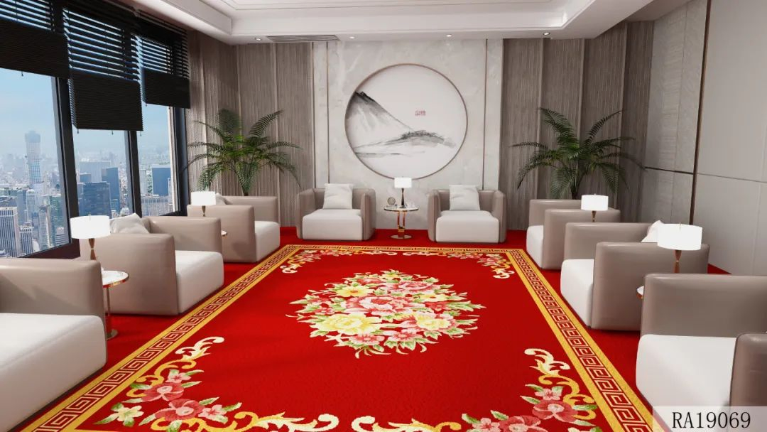 Wholesale Modern Design Luxury Red Hotel Axminster Wall to Wall Floor Red Carpet for Reception Room
