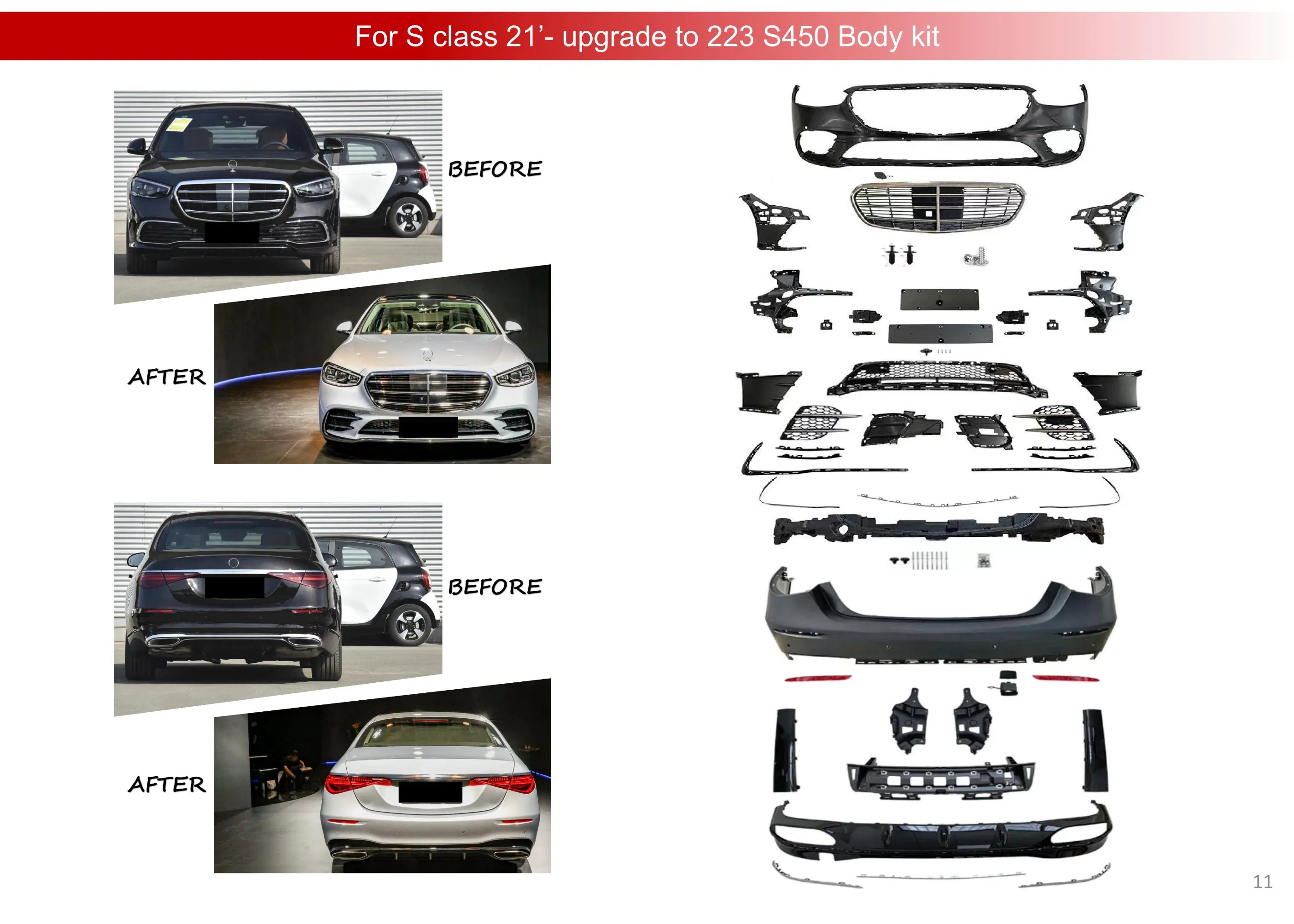 Кузовной обвес Sport Bumper для Mercedes-Benz GLE 350 (167) 2021 с решеткой радиатора под GLE 450