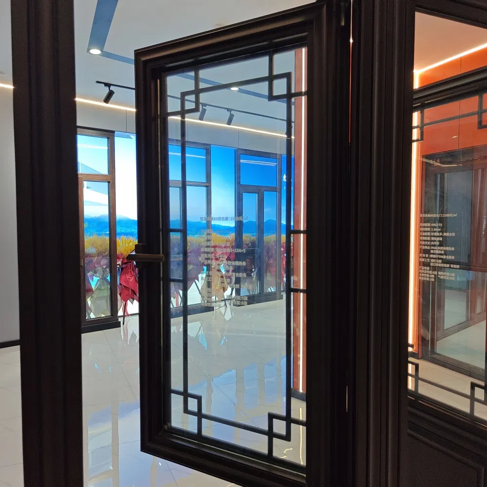 Retro Chinese Heritage Antique Window with Aluminum Wood Composite Frame and Vintage Carved Patterns