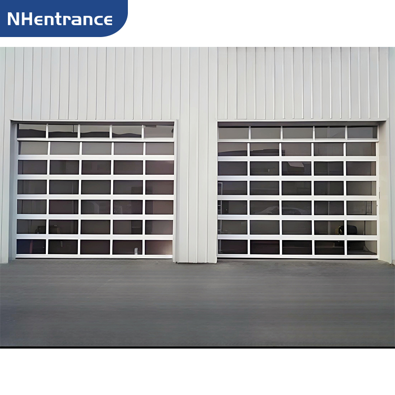 Custom Industrial Garage Gate with Insulated Panels and Modern Design Glass Garage Door