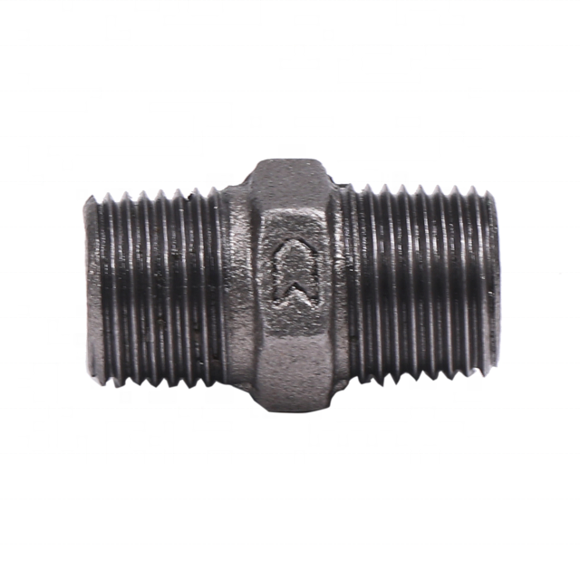 Leyon FM UL Grooved Pipe Fitting Fire Fighting Pipes Fire Protection System Black Malleable Iron Hexagon Nipple