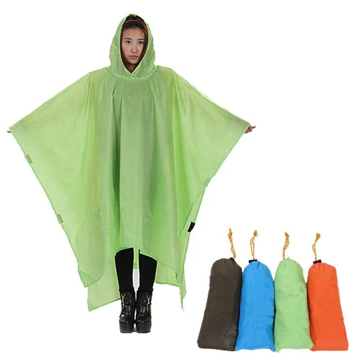Rain Poncho with Adjustable Drawstring Hood for Motorcycle