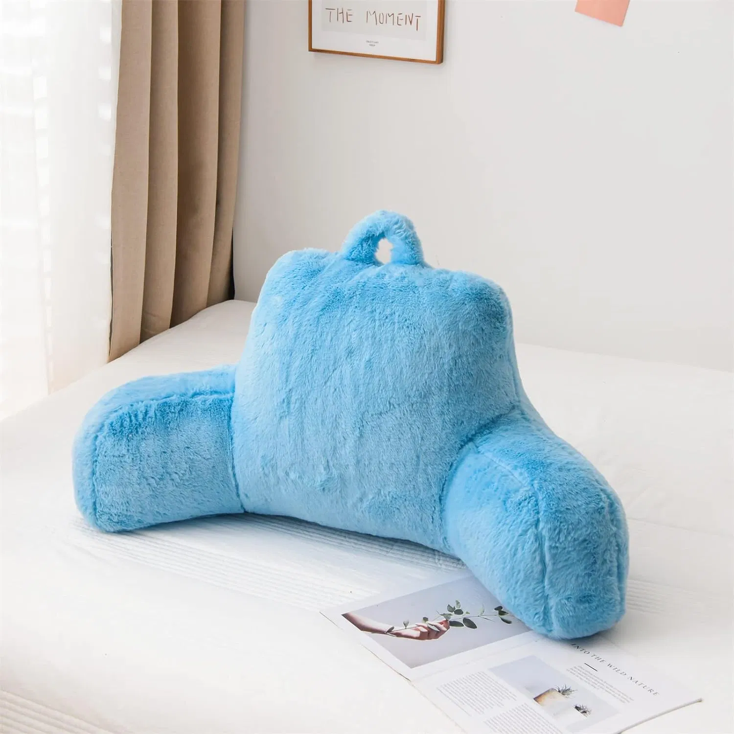 Sofa Reading Pillow Babyblue Backrest Pillow Support for Sitting up in Bed