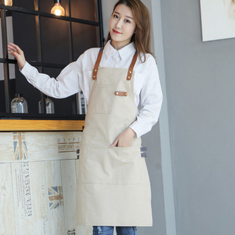 Japanese Style Adjustable Straps Chef Apron Reusable Canvas Kitchenware with Printed Logo for Cleaning