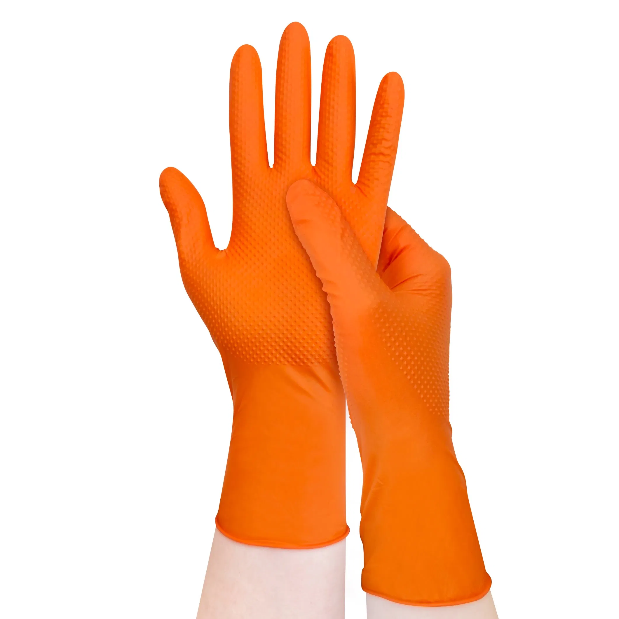 Diamond Grip Nitrile Gloves Black and Orange Comfortable for Daily Protection