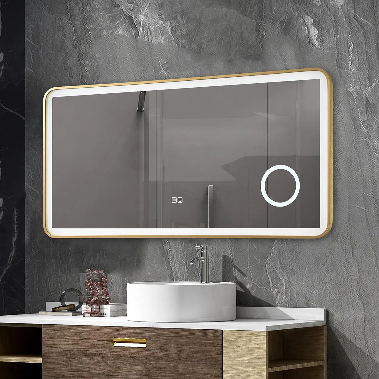 Space-Saving Sleek Design Square Hotel Bathroom Illuminated 120X60 Rectangular Mirror with CE