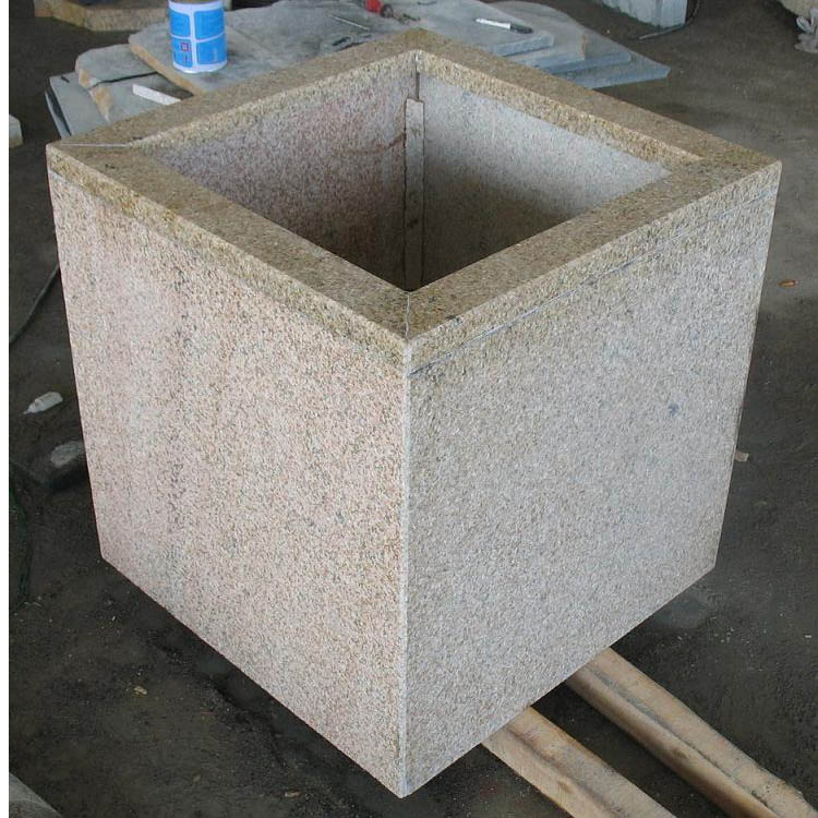 Simple Design Cheap Honed Granite Garden Stone Flowerpot for Garden Planting Projects