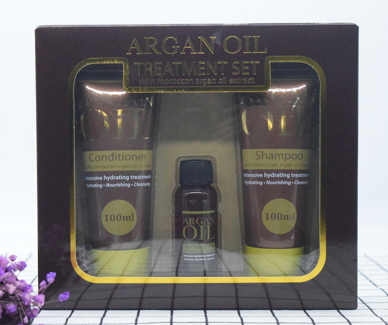 100ml Natural Moroccan Argan Oil Extrac Hair Treatment Gift Set Shampoo