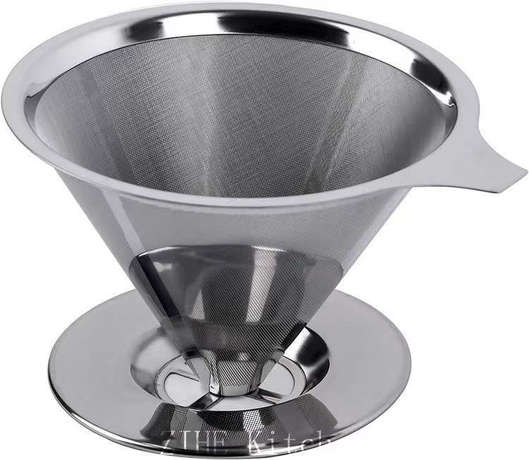 Stainless Steel Double-Layer Filter with Base and No Filter Paper Coffee Filter