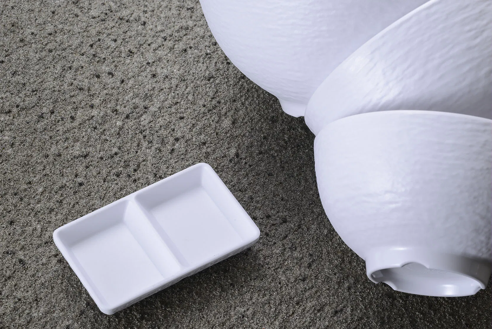 Melamine 2-Divided Sauce Plate Rectangular Appetizer Plate Stone Texture Serving Plate