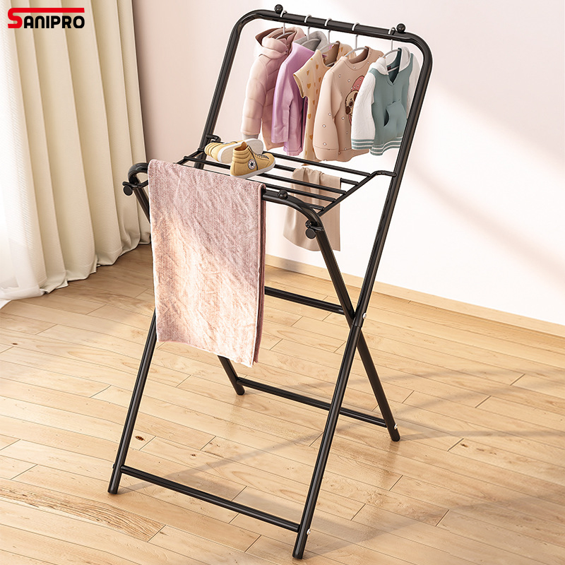 Sanipro Factory Supply Foldable Household Laundry Hanger Clothes Drying Stand Collapsible Clothing Hanging Racks