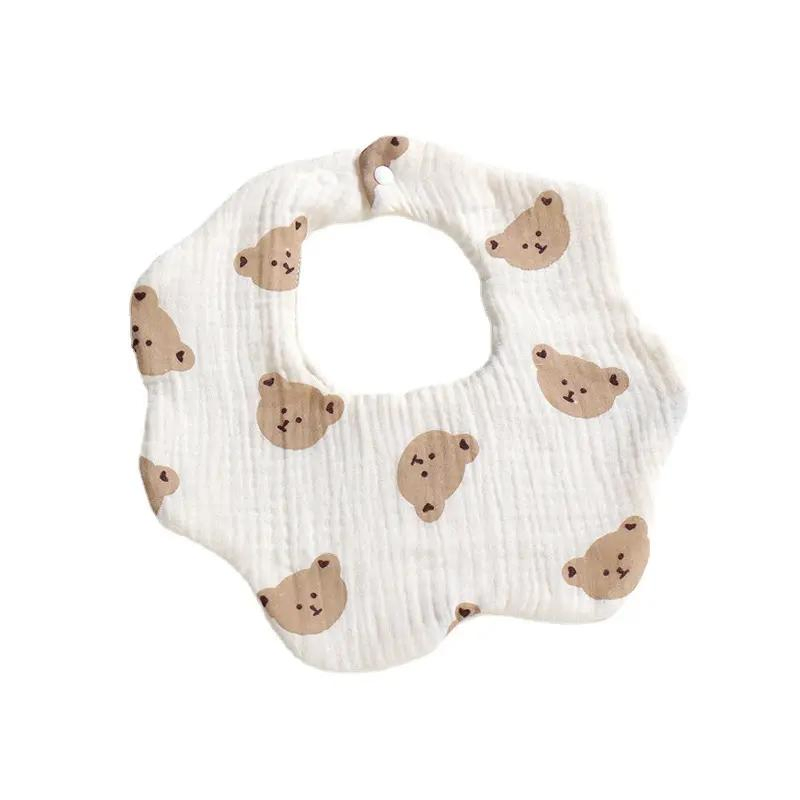 Bamboo Cotton Gauze Petal Saliva Towel Can Rotate 360 Degrees Newborn Bibs
