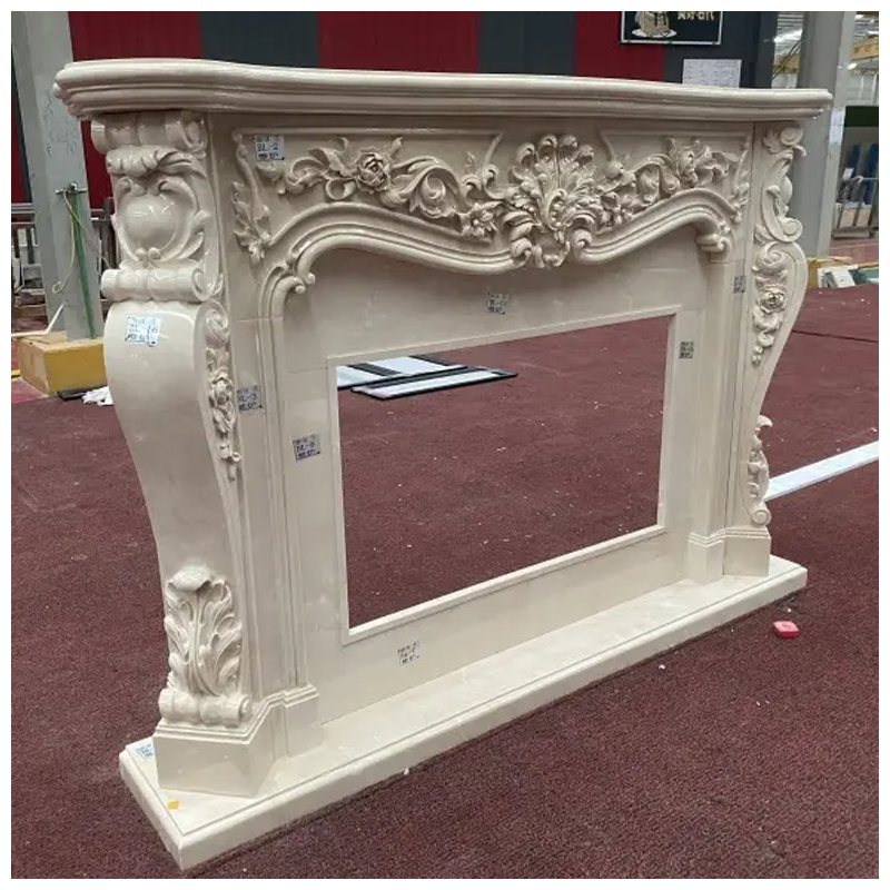 Luxury Royal Botticino Marble Fireplace for Villas