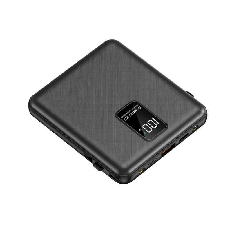 22.5W 10000mAh Portable Power Bank with Built-in Cables LED Display