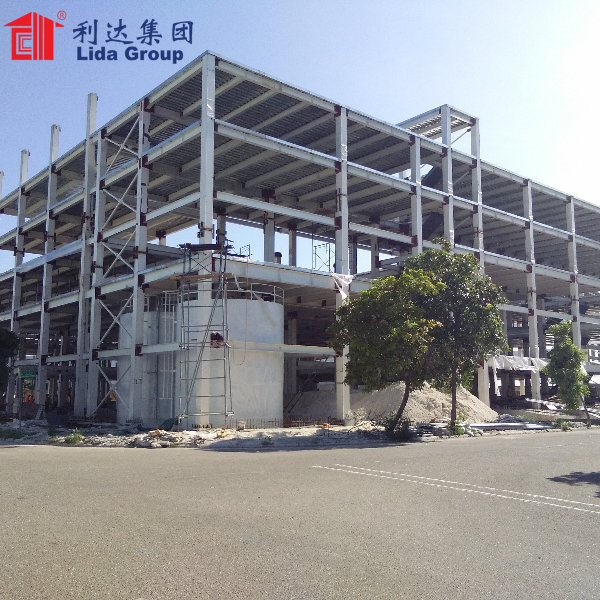 Glass Curtain Wall Three Floor Prefab Steel Structure Shopping Mall