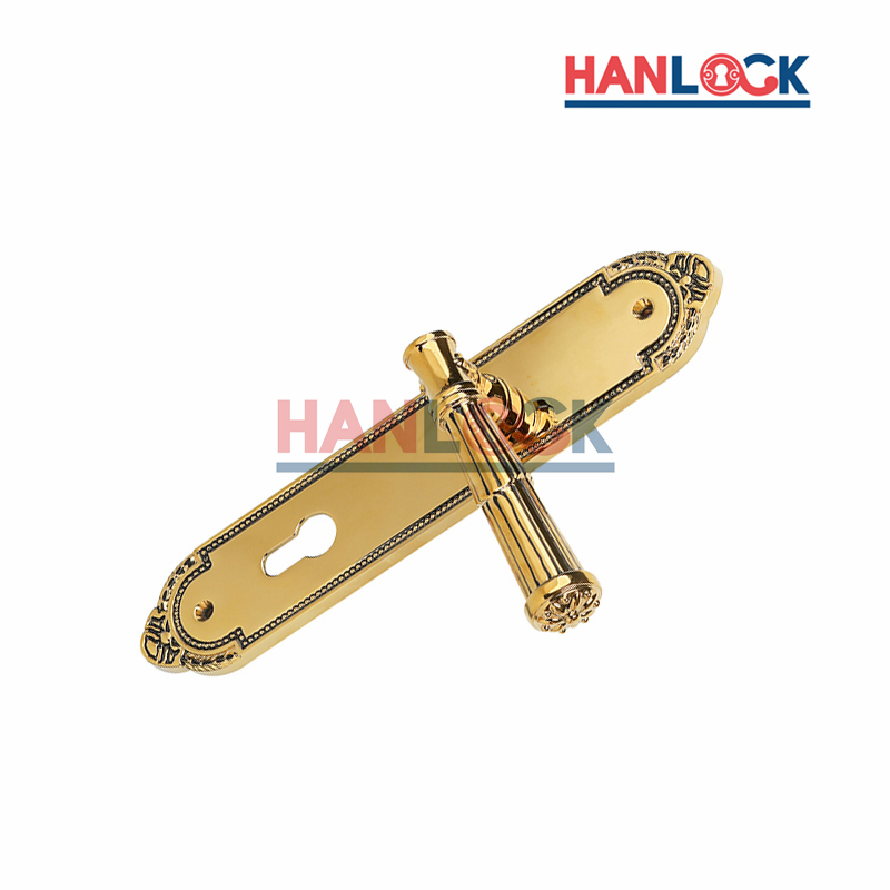 Multi-Layer Electroplating Zinc Plate Door Handle with Decorative Gold Patterns