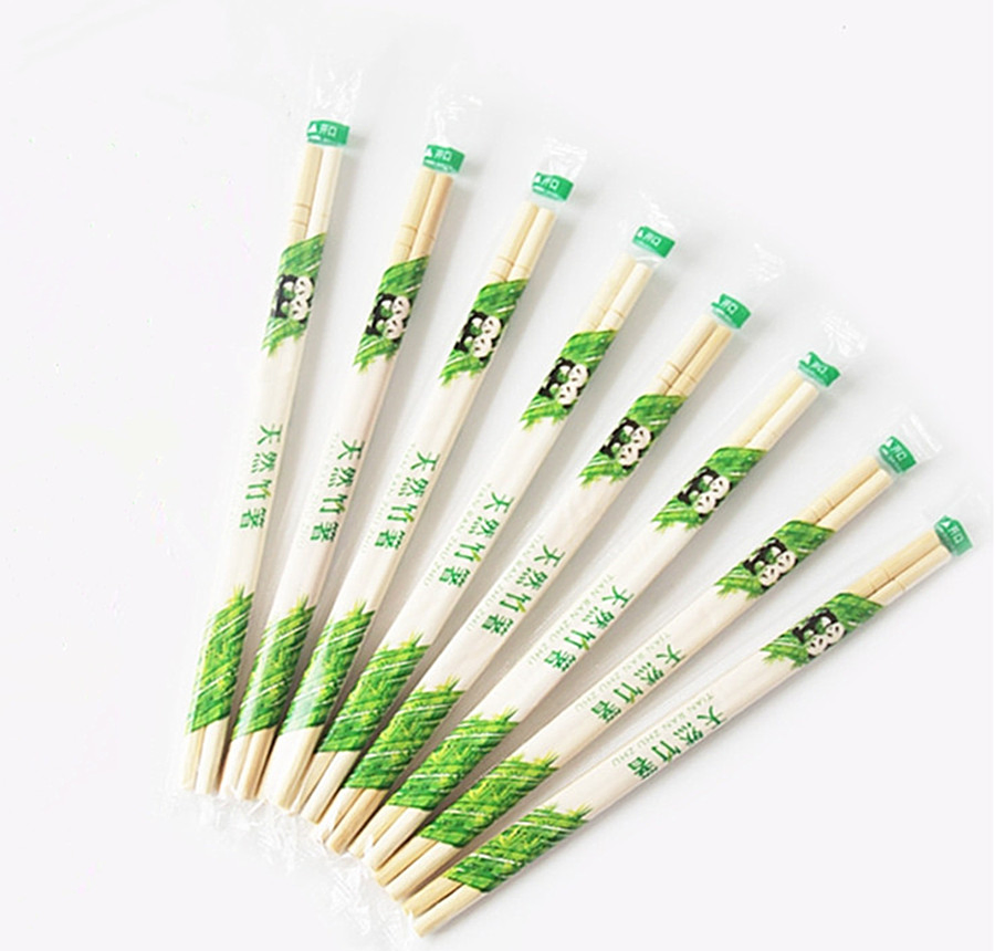 Factory Disposable Tableware Natural Custom Logo Disposable Individually Wrapped Bamboo Chopsticks