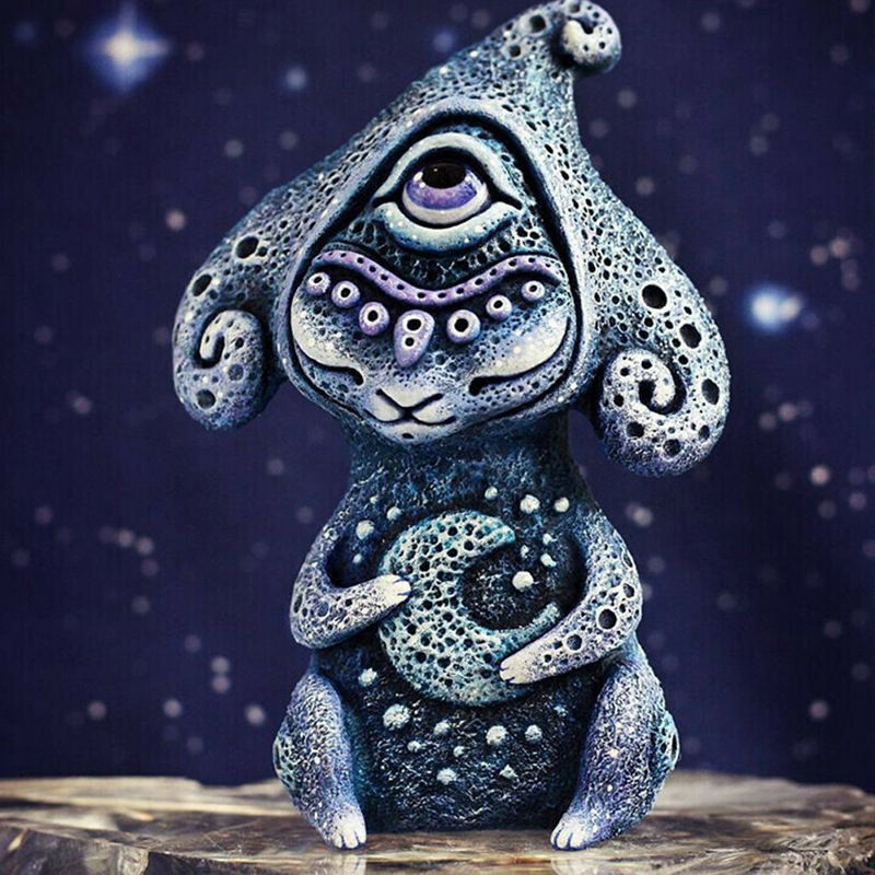 Alien Statue Garden Home Indooroutdoor Decor Cartoon Alien Ornament Fantasy World Three-Eye Resin Ornaments Figurine Decoracions