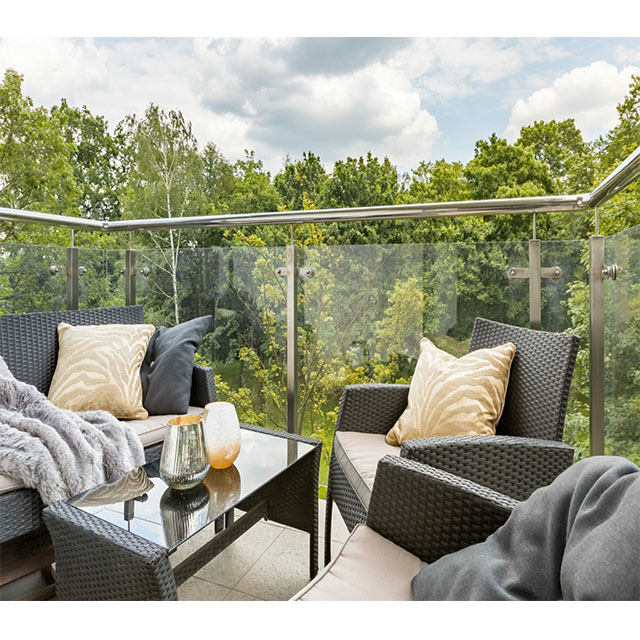 Aluminum Handrail Tempered Glass Railing for Balcony